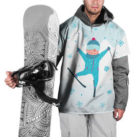 Накидка на куртку 3D с принтом Лыжник в Новосибирске, 100% полиэстер |  | extreme | ski | skiing | горнолыжное | горные лыжи | лыжник | фристайл | экстрим