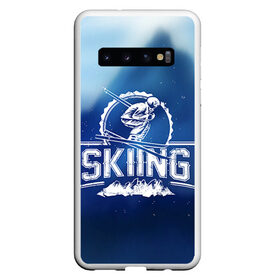 Чехол для Samsung Galaxy S10 с принтом Лыжный спорт в Новосибирске, Силикон | Область печати: задняя сторона чехла, без боковых панелей | extreme | ski | skiing | горнолыжное | горные лыжи | лыжник | фристайл | экстрим