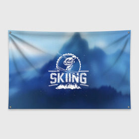 Флаг-баннер с принтом Лыжный спорт в Новосибирске, 100% полиэстер | размер 67 х 109 см, плотность ткани — 95 г/м2; по краям флага есть четыре люверса для крепления | extreme | ski | skiing | горнолыжное | горные лыжи | лыжник | фристайл | экстрим