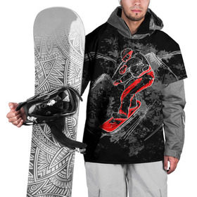 Накидка на куртку 3D с принтом Сноубордист в Новосибирске, 100% полиэстер |  | extreme | snowboard | сноуборд | сноубордист | экстрим