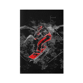 Обложка для паспорта матовая кожа с принтом Сноубордист в Новосибирске, натуральная матовая кожа | размер 19,3 х 13,7 см; прозрачные пластиковые крепления | Тематика изображения на принте: extreme | snowboard | сноуборд | сноубордист | экстрим