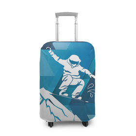 Чехол для чемодана 3D с принтом Горы и сноубордист в Новосибирске, 86% полиэфир, 14% спандекс | двустороннее нанесение принта, прорези для ручек и колес | extreme | snowboard | сноуборд | сноубордист | экстрим