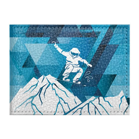 Обложка для студенческого билета с принтом Горы и сноубордист в Новосибирске, натуральная кожа | Размер: 11*8 см; Печать на всей внешней стороне | extreme | snowboard | сноуборд | сноубордист | экстрим