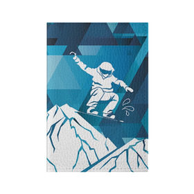 Обложка для паспорта матовая кожа с принтом Горы и сноубордист в Новосибирске, натуральная матовая кожа | размер 19,3 х 13,7 см; прозрачные пластиковые крепления | Тематика изображения на принте: extreme | snowboard | сноуборд | сноубордист | экстрим