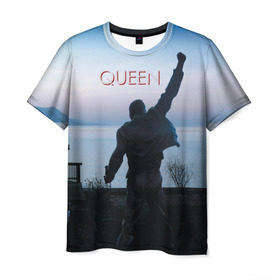 Мужская футболка 3D с принтом Queen в Новосибирске, 100% полиэфир | прямой крой, круглый вырез горловины, длина до линии бедер | freddie | heavy | mercury | metal | queen | rock | квин | куин | меркури | меркюри | метал | рок | фредди меркьюри | фреди | хэви