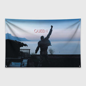 Флаг-баннер с принтом Queen в Новосибирске, 100% полиэстер | размер 67 х 109 см, плотность ткани — 95 г/м2; по краям флага есть четыре люверса для крепления | freddie | heavy | mercury | metal | queen | rock | квин | куин | меркури | меркюри | метал | рок | фредди меркьюри | фреди | хэви