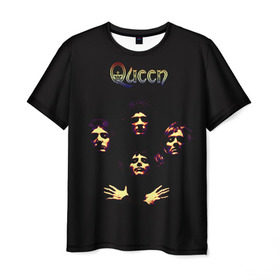 Мужская футболка 3D с принтом Queen в Новосибирске, 100% полиэфир | прямой крой, круглый вырез горловины, длина до линии бедер | Тематика изображения на принте: freddie | heavy | mercury | metal | queen | rock | квин | куин | меркури | меркюри | метал | рок | фредди меркьюри | фреди | хэви