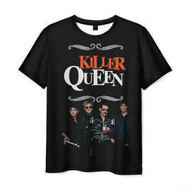 Мужская футболка 3D с принтом Killer Queen в Новосибирске, 100% полиэфир | прямой крой, круглый вырез горловины, длина до линии бедер | freddie | heavy | mercury | metal | queen | rock | квин | куин | меркури | меркюри | метал | рок | фредди меркьюри | фреди | хэви