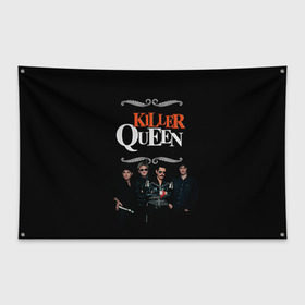 Флаг-баннер с принтом Killer Queen в Новосибирске, 100% полиэстер | размер 67 х 109 см, плотность ткани — 95 г/м2; по краям флага есть четыре люверса для крепления | freddie | heavy | mercury | metal | queen | rock | квин | куин | меркури | меркюри | метал | рок | фредди меркьюри | фреди | хэви