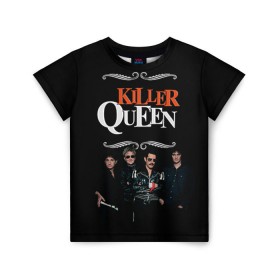 Детская футболка 3D с принтом Killer Queen в Новосибирске, 100% гипоаллергенный полиэфир | прямой крой, круглый вырез горловины, длина до линии бедер, чуть спущенное плечо, ткань немного тянется | freddie | heavy | mercury | metal | queen | rock | квин | куин | меркури | меркюри | метал | рок | фредди меркьюри | фреди | хэви