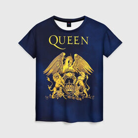 Женская футболка 3D с принтом Группа Queen в Новосибирске, 100% полиэфир ( синтетическое хлопкоподобное полотно) | прямой крой, круглый вырез горловины, длина до линии бедер | freddie | heavy | mercury | metal | queen | rock | квин | куин | меркури | меркюри | метал | рок | фредди меркьюри | фреди | хэви