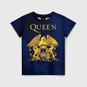 Детская футболка 3D с принтом Группа Queen в Новосибирске, 100% гипоаллергенный полиэфир | прямой крой, круглый вырез горловины, длина до линии бедер, чуть спущенное плечо, ткань немного тянется | freddie | heavy | mercury | metal | queen | rock | квин | куин | меркури | меркюри | метал | рок | фредди меркьюри | фреди | хэви
