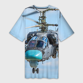 Платье-футболка 3D с принтом КА 52 в Новосибирске,  |  | авиация | аллигатор | армия | боевой | ввс | вертолет | военная техника | ка 52 | ударный | черная акула