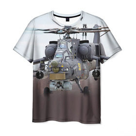 Мужская футболка 3D с принтом МИ 28 в Новосибирске, 100% полиэфир | прямой крой, круглый вырез горловины, длина до линии бедер | авиация | армия | боевой | ввс | вертолет | военная техника | ми 28 | ночной охотник | ударный