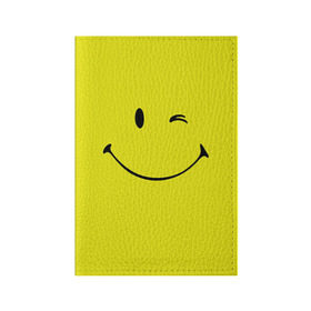 Обложка для паспорта матовая кожа с принтом Смайл в Новосибирске, натуральная матовая кожа | размер 19,3 х 13,7 см; прозрачные пластиковые крепления | emoji | smile | жёлтый | смайл | смайлик | улыбка | эмодзи | эмоции