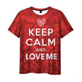 Мужская футболка 3D с принтом Love me в Новосибирске, 100% полиэфир | прямой крой, круглый вырез горловины, длина до линии бедер | 14 февраля | love | love is | love me | валентин | влюбленный | день святого валентина | люби меня | любовь | милый | святой | сердечко | сердце