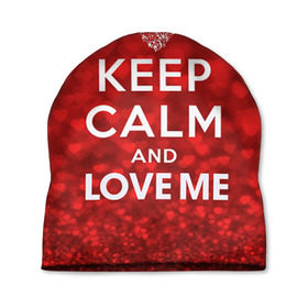 Шапка 3D с принтом Love me в Новосибирске, 100% полиэстер | универсальный размер, печать по всей поверхности изделия | 14 февраля | love | love is | love me | валентин | влюбленный | день святого валентина | люби меня | любовь | милый | святой | сердечко | сердце