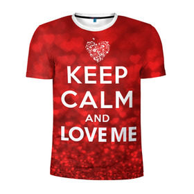 Мужская футболка 3D спортивная с принтом Love me в Новосибирске, 100% полиэстер с улучшенными характеристиками | приталенный силуэт, круглая горловина, широкие плечи, сужается к линии бедра | 14 февраля | love | love is | love me | валентин | влюбленный | день святого валентина | люби меня | любовь | милый | святой | сердечко | сердце