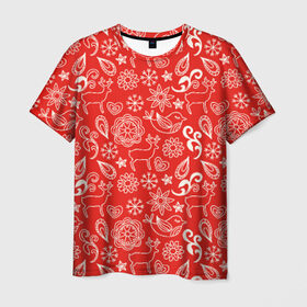 Мужская футболка 3D с принтом Новогодний микс в Новосибирске, 100% полиэфир | прямой крой, круглый вырез горловины, длина до линии бедер | новый год | олени | снежинки | текстуры