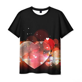 Мужская футболка 3D с принтом Сердца в Новосибирске, 100% полиэфир | прямой крой, круглый вырез горловины, длина до линии бедер | 14 февраля | love | валентин | влюбленные | любовь | сердечко | сердце