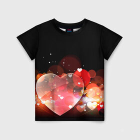 Детская футболка 3D с принтом Сердца в Новосибирске, 100% гипоаллергенный полиэфир | прямой крой, круглый вырез горловины, длина до линии бедер, чуть спущенное плечо, ткань немного тянется | 14 февраля | love | валентин | влюбленные | любовь | сердечко | сердце