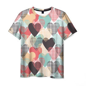 Мужская футболка 3D с принтом Сердечки в Новосибирске, 100% полиэфир | прямой крой, круглый вырез горловины, длина до линии бедер | 14 февраля | love | валентин | влюбленные | любовь | сердечко | сердце