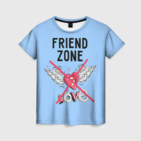 Женская футболка 3D с принтом Friendzone в Новосибирске, 100% полиэфир ( синтетическое хлопкоподобное полотно) | прямой крой, круглый вырез горловины, длина до линии бедер | 14 февраля | friendzone | valentine | день святого валентина | ненавижу 14 февраля | сердечки | френдзона