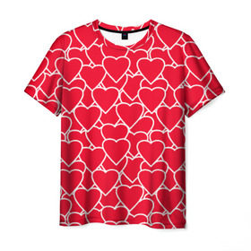 Мужская футболка 3D с принтом Сердца в Новосибирске, 100% полиэфир | прямой крой, круглый вырез горловины, длина до линии бедер | любовь | орнамент | сердца