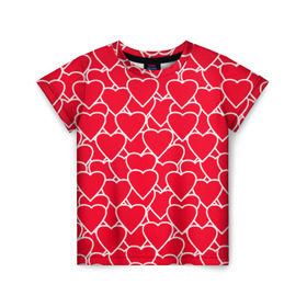 Детская футболка 3D с принтом Сердца в Новосибирске, 100% гипоаллергенный полиэфир | прямой крой, круглый вырез горловины, длина до линии бедер, чуть спущенное плечо, ткань немного тянется | любовь | орнамент | сердца