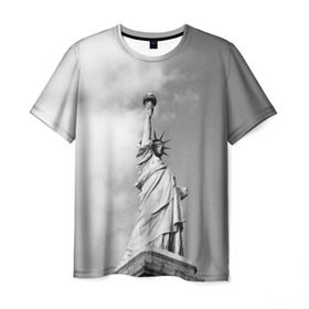 Мужская футболка 3D с принтом Статуя Свободы в Новосибирске, 100% полиэфир | прямой крой, круглый вырез горловины, длина до линии бедер | америка | нью йорк | статуя свободы | сша | штаты