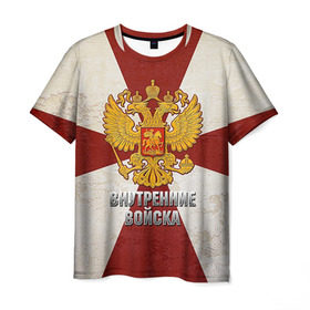 Мужская футболка 3D с принтом Внутренние войска в Новосибирске, 100% полиэфир | прямой крой, круглый вырез горловины, длина до линии бедер | армия | вв | внутренние войска | войска | герб | силовые структуры