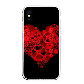 Чехол для iPhone XS Max матовый с принтом Механическое сердце в Новосибирске, Силикон | Область печати: задняя сторона чехла, без боковых панелей | Тематика изображения на принте: контраст | любовь | механическое | сердце | шестеренки