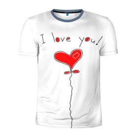 Мужская футболка 3D спортивная с принтом Я тебя люблю в Новосибирске, 100% полиэстер с улучшенными характеристиками | приталенный силуэт, круглая горловина, широкие плечи, сужается к линии бедра | воздушный | сердце | шар | я тебя люблю