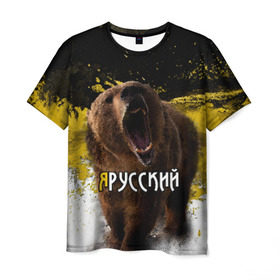 Мужская футболка 3D с принтом Я русский в Новосибирске, 100% полиэфир | прямой крой, круглый вырез горловины, длина до линии бедер | русь