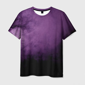 Мужская футболка 3D с принтом Фиолетовый дым в Новосибирске, 100% полиэфир | прямой крой, круглый вырез горловины, длина до линии бедер | smoke | дым