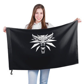 Флаг 3D с принтом Witcher в Новосибирске, 100% полиэстер | плотность ткани — 95 г/м2, размер — 67 х 109 см. Принт наносится с одной стороны | ведьмак