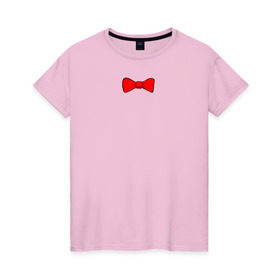 Женская футболка хлопок с принтом Bow Tie в Новосибирске, 100% хлопок | прямой крой, круглый вырез горловины, длина до линии бедер, слегка спущенное плечо | бабочка | бант | галстук
