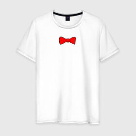 Мужская футболка хлопок с принтом Bow Tie в Новосибирске, 100% хлопок | прямой крой, круглый вырез горловины, длина до линии бедер, слегка спущенное плечо. | бабочка | бант | галстук