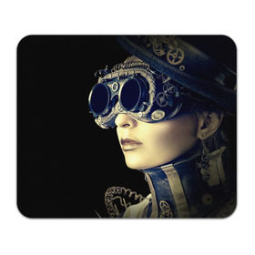 Коврик прямоугольный с принтом Девушка steampunk в Новосибирске, натуральный каучук | размер 230 х 185 мм; запечатка лицевой стороны | девушка steampunk | киберпанк | кожа | очки | шляпа