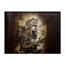 Обложка для студенческого билета с принтом Девушка steampunk в Новосибирске, натуральная кожа | Размер: 11*8 см; Печать на всей внешней стороне | Тематика изображения на принте: девушка steampunk | киберпанк | очки | шапка