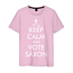Мужская футболка хлопок с принтом Keep Calm and Vote Saxon в Новосибирске, 100% хлопок | прямой крой, круглый вырез горловины, длина до линии бедер, слегка спущенное плечо. | and | bad | calm | doctor | keep | make | saxon | souffles | tardis | tennant | vote | who | wolf | доктор | кто | смит | тардис | теннант