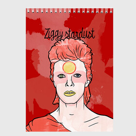 Скетчбук с принтом Ziggy Stardust в Новосибирске, 100% бумага
 | 48 листов, плотность листов — 100 г/м2, плотность картонной обложки — 250 г/м2. Листы скреплены сверху удобной пружинной спиралью | Тематика изображения на принте: bowie | david | ziggy stardust | боуи | дэвид | музыкант | певец | рок