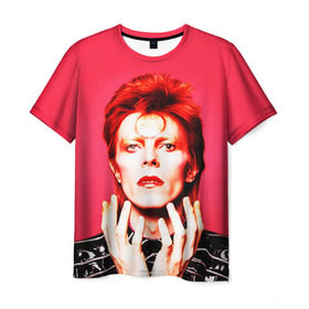 Мужская футболка 3D с принтом Ziggy Stardust в Новосибирске, 100% полиэфир | прямой крой, круглый вырез горловины, длина до линии бедер | Тематика изображения на принте: bowie | david | ziggy stardust | боуи | дэвид | музыкант | певец | рок
