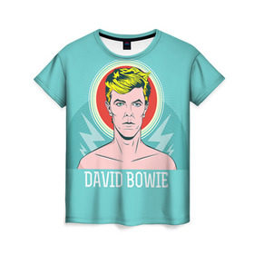 Женская футболка 3D с принтом David Bowie в Новосибирске, 100% полиэфир ( синтетическое хлопкоподобное полотно) | прямой крой, круглый вырез горловины, длина до линии бедер | bowie | david | боуи | дэвид | музыкант | певец | рок