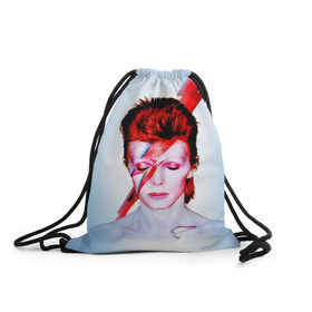 Рюкзак-мешок 3D с принтом Aladdin sane в Новосибирске, 100% полиэстер | плотность ткани — 200 г/м2, размер — 35 х 45 см; лямки — толстые шнурки, застежка на шнуровке, без карманов и подкладки | aladdin sane | bowie | david | боуи | дэвид | музыкант | певец | рок