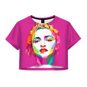 Женская футболка 3D укороченная с принтом Мадонна в Новосибирске, 100% полиэстер | круглая горловина, длина футболки до линии талии, рукава с отворотами | искусство | мадонна | певица | поп арт