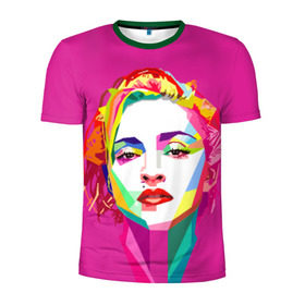 Мужская футболка 3D спортивная с принтом Мадонна в Новосибирске, 100% полиэстер с улучшенными характеристиками | приталенный силуэт, круглая горловина, широкие плечи, сужается к линии бедра | Тематика изображения на принте: искусство | мадонна | певица | поп арт
