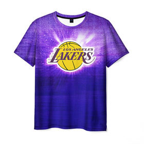Мужская футболка 3D с принтом Los Angeles Lakers в Новосибирске, 100% полиэфир | прямой крой, круглый вырез горловины, длина до линии бедер | basketball | la | lakers | los angeles | nba | баскет | баскетбол | баскетбольный | лейкерс | нба | спорт