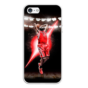 Чехол силиконовый для Телефон Apple iPhone 5/5S с принтом Бросок в Новосибирске, Силикон | Область печати: задняя сторона чехла, без боковых панелей | basketball | nba | баскет | баскетбол | баскетбольный | нба | спорт