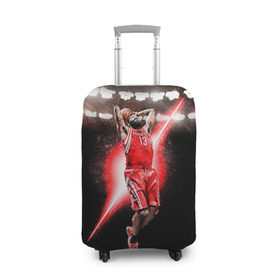 Чехол для чемодана 3D с принтом Бросок в Новосибирске, 86% полиэфир, 14% спандекс | двустороннее нанесение принта, прорези для ручек и колес | basketball | nba | баскет | баскетбол | баскетбольный | нба | спорт